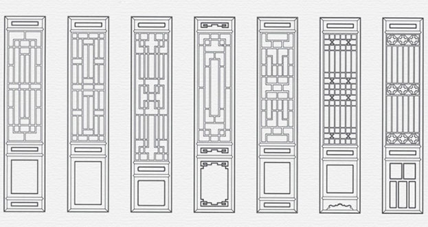 富锦常用中式仿古花窗图案隔断设计图