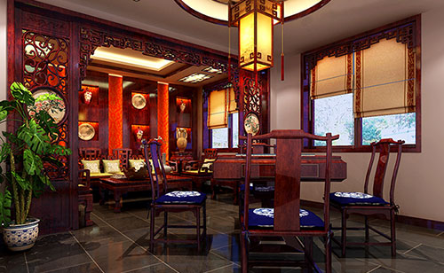 富锦古典中式风格茶楼包间设计装修效果图